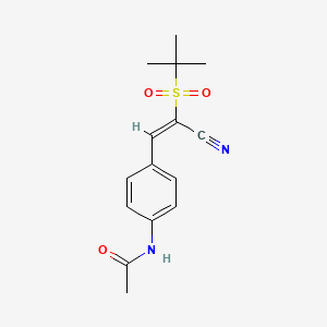molecular formula C15H18N2O3S B2810806 N-{4-[(1E)-2-cyano-2-(2-methylpropane-2-sulfonyl)eth-1-en-1-yl]phenyl}acetamide CAS No. 1024726-20-2