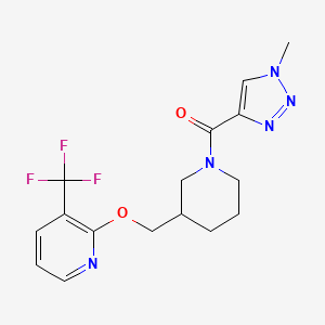 molecular formula C16H18F3N5O2 B2810807 (1-Methyltriazol-4-yl)-[3-[[3-(trifluoromethyl)pyridin-2-yl]oxymethyl]piperidin-1-yl]methanone CAS No. 2379986-11-3