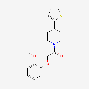 molecular formula C18H21NO3S B2810811 2-(2-Methoxyphenoxy)-1-(4-(thiophen-2-yl)piperidin-1-yl)ethanone CAS No. 1396878-24-2