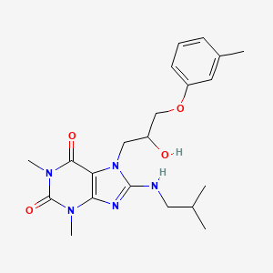 B2810866 7-(2-hydroxy-3-(m-tolyloxy)propyl)-8-(isobutylamino)-1,3-dimethyl-1H-purine-2,6(3H,7H)-dione CAS No. 941916-63-8