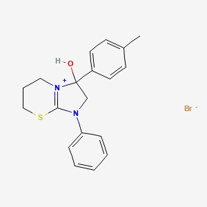 B2810869 3-hydroxy-1-phenyl-3-(p-tolyl)-3,5,6,7-tetrahydro-2H-imidazo[2,1-b][1,3]thiazin-1-ium bromide CAS No. 288090-53-9