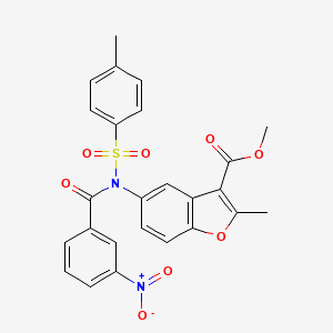 molecular formula C25H20N2O8S B2810950 Methyl 2-methyl-5-[(4-methylphenyl)sulfonyl-(3-nitrobenzoyl)amino]-1-benzofuran-3-carboxylate CAS No. 448212-99-5