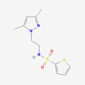 molecular formula C11H15N3O2S2 B2810969 N-(2-(3,5-dimethyl-1H-pyrazol-1-yl)ethyl)thiophene-2-sulfonamide CAS No. 1235629-66-9