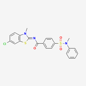 molecular formula C22H18ClN3O3S2 B2810985 N-[(2Z)-6-chloro-3-methyl-2,3-dihydro-1,3-benzothiazol-2-ylidene]-4-[methyl(phenyl)sulfamoyl]benzamide CAS No. 392326-51-1