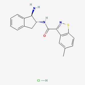 B2810999 N-[(1R,2R)-1-Amino-2,3-dihydro-1H-inden-2-yl]-5-methyl-1,2-benzothiazole-3-carboxamide;hydrochloride CAS No. 2418593-76-5