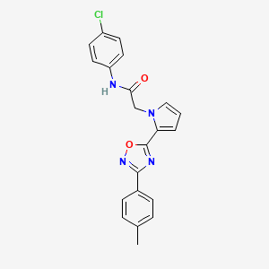 molecular formula C21H17ClN4O2 B2811006 N-(4-chlorophenyl)-2-{2-[3-(4-methylphenyl)-1,2,4-oxadiazol-5-yl]-1H-pyrrol-1-yl}acetamide CAS No. 1261009-70-4