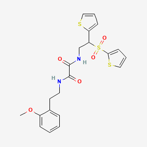 molecular formula C21H22N2O5S3 B2811027 N'-[2-(2-METHOXYPHENYL)ETHYL]-N-[2-(THIOPHEN-2-YL)-2-(THIOPHENE-2-SULFONYL)ETHYL]ETHANEDIAMIDE CAS No. 896335-58-3