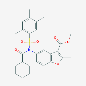 molecular formula C27H31NO6S B281104 METHYL 2-METHYL-5-[N-(2,4,5-TRIMETHYLBENZENESULFONYL)CYCLOHEXANEAMIDO]-1-BENZOFURAN-3-CARBOXYLATE 