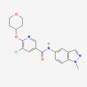 molecular formula C19H19ClN4O3 B2811112 5-chloro-N-(1-methyl-1H-indazol-5-yl)-6-((tetrahydro-2H-pyran-4-yl)oxy)nicotinamide CAS No. 1904088-95-4