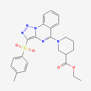 molecular formula C24H25N5O4S B2811118 ETHYL 1-[3-(4-METHYLBENZENESULFONYL)-[1,2,3]TRIAZOLO[1,5-A]QUINAZOLIN-5-YL]PIPERIDINE-3-CARBOXYLATE CAS No. 893271-97-1