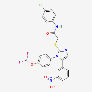 molecular formula C24H17ClF2N4O4S B2811162 N-(4-chlorophenyl)-2-((1-(4-(difluoromethoxy)phenyl)-5-(3-nitrophenyl)-1H-imidazol-2-yl)thio)acetamide CAS No. 1226442-89-2