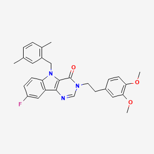 molecular formula C29H28FN3O3 B2811170 3-(3,4-dimethoxyphenethyl)-5-(2,5-dimethylbenzyl)-8-fluoro-3H-pyrimido[5,4-b]indol-4(5H)-one CAS No. 1216432-30-2