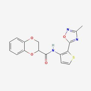 molecular formula C16H13N3O4S B2811179 N-[2-(3-methyl-1,2,4-oxadiazol-5-yl)thiophen-3-yl]-2,3-dihydro-1,4-benzodioxine-2-carboxamide CAS No. 1797188-03-4