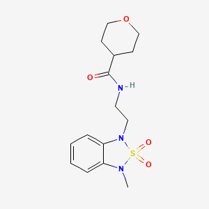 molecular formula C15H21N3O4S B2811215 N-(2-(3-methyl-2,2-dioxidobenzo[c][1,2,5]thiadiazol-1(3H)-yl)ethyl)tetrahydro-2H-pyran-4-carboxamide CAS No. 2034591-63-2
