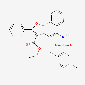 molecular formula C30H27NO5S B2811288 ETHYL 2-PHENYL-5-(2,4,5-TRIMETHYLBENZENESULFONAMIDO)NAPHTHO[1,2-B]FURAN-3-CARBOXYLATE CAS No. 518033-31-3