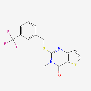 molecular formula C15H11F3N2OS2 B2811293 3-methyl-2-{[3-(trifluoromethyl)benzyl]sulfanyl}thieno[3,2-d]pyrimidin-4(3H)-one CAS No. 1326840-44-1