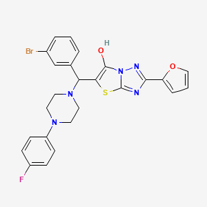 molecular formula C25H21BrFN5O2S B2811332 5-((3-Bromophenyl)(4-(4-fluorophenyl)piperazin-1-yl)methyl)-2-(furan-2-yl)thiazolo[3,2-b][1,2,4]triazol-6-ol CAS No. 887221-14-9