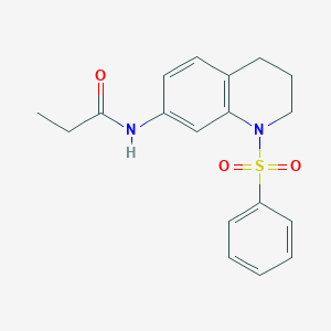 molecular formula C18H20N2O3S B2811353 N-(1-(phenylsulfonyl)-1,2,3,4-tetrahydroquinolin-7-yl)propionamide CAS No. 1005301-67-6
