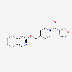 molecular formula C19H27N3O3 B2811400 3-{[1-(Oxolane-3-carbonyl)piperidin-4-yl]methoxy}-5,6,7,8-tetrahydrocinnoline CAS No. 2320223-20-7