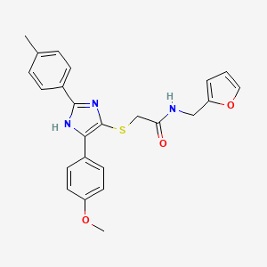 molecular formula C24H23N3O3S B2811429 N-[(furan-2-yl)methyl]-2-{[5-(4-methoxyphenyl)-2-(4-methylphenyl)-1H-imidazol-4-yl]sulfanyl}acetamide CAS No. 901257-69-0