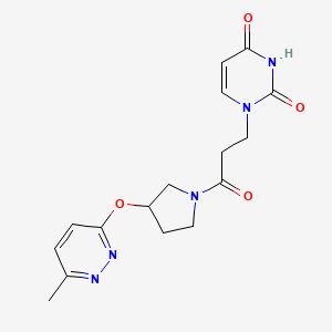 molecular formula C16H19N5O4 B2811445 1-(3-(3-((6-methylpyridazin-3-yl)oxy)pyrrolidin-1-yl)-3-oxopropyl)pyrimidine-2,4(1H,3H)-dione CAS No. 2060962-99-2