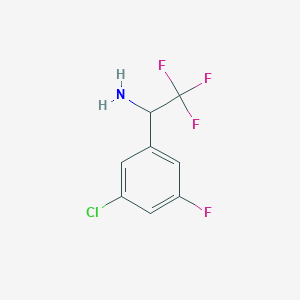 molecular formula C8H6ClF4N B2811474 1-(3-Chloro-5-fluorophenyl)-2,2,2-trifluoroethanamine CAS No. 886370-61-2