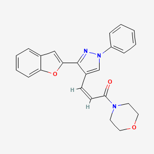 molecular formula C24H21N3O3 B2811476 (Z)-3-(3-(benzofuran-2-yl)-1-phenyl-1H-pyrazol-4-yl)-1-morpholinoprop-2-en-1-one CAS No. 380489-38-3