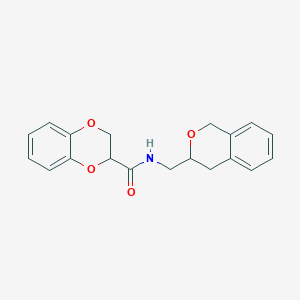 molecular formula C19H19NO4 B2811477 N-(isochroman-3-ylmethyl)-2,3-dihydrobenzo[b][1,4]dioxine-2-carboxamide CAS No. 2034526-77-5