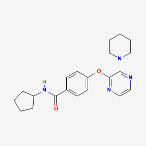molecular formula C21H26N4O2 B2811511 N-cyclopentyl-4-((3-(piperidin-1-yl)pyrazin-2-yl)oxy)benzamide CAS No. 1251601-64-5