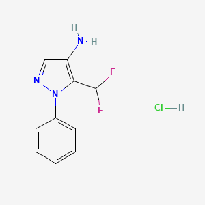 molecular formula C10H10ClF2N3 B2811533 5-(difluoromethyl)-1-phenyl-1H-pyrazol-4-amine hydrochloride CAS No. 1909337-82-1
