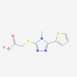 molecular formula C9H9N3O2S2 B2811607 [(4-Methyl-5-thien-2-yl-4H-1,2,4-triazol-3-yl)thio]acetic acid CAS No. 497174-93-3