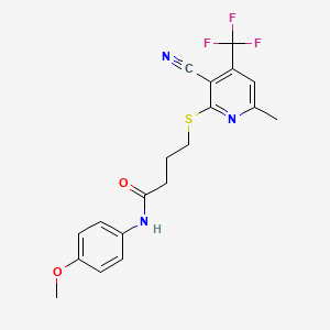 4-((3-cyano-6-methyl-4-(trifluoromethyl)pyridin-2-yl)thio)-N-(4-methoxyphenyl)butanamide