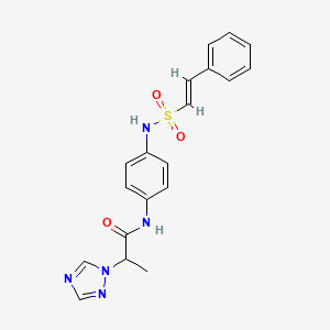 molecular formula C19H19N5O3S B2811677 N-[4-[[(E)-2-Phenylethenyl]sulfonylamino]phenyl]-2-(1,2,4-triazol-1-yl)propanamide CAS No. 1147753-13-6