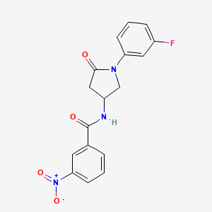 N-(1-(3-fluorophenyl)-5-oxopyrrolidin-3-yl)-3-nitrobenzamide