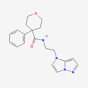 molecular formula C19H22N4O2 B2811687 N-(2-(1H-imidazo[1,2-b]pyrazol-1-yl)ethyl)-4-phenyltetrahydro-2H-pyran-4-carboxamide CAS No. 1795191-08-0