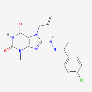 8-{(2E)-2-[1-(4-chlorophenyl)ethylidene]hydrazinyl}-3-methyl-7-(prop-2-en-1-yl)-3,7-dihydro-1H-purine-2,6-dione