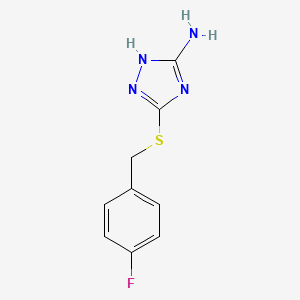 molecular formula C9H9FN4S B2811697 3-[(4-fluorobenzyl)thio]-1H-1,2,4-triazol-5-amine CAS No. 714203-98-2