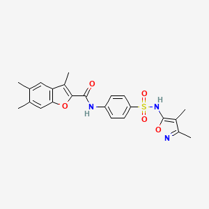 molecular formula C23H23N3O5S B2811705 N-{4-[(3,4-dimethyl-1,2-oxazol-5-yl)sulfamoyl]phenyl}-3,5,6-trimethyl-1-benzofuran-2-carboxamide CAS No. 622350-08-7