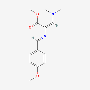 molecular formula C14H18N2O3 B2811712 methyl (2E)-3-(dimethylamino)-2-[(E)-[(4-methoxyphenyl)methylidene]amino]prop-2-enoate CAS No. 338978-30-6