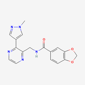 N-((3-(1-methyl-1H-pyrazol-4-yl)pyrazin-2-yl)methyl)benzo[d][1,3]dioxole-5-carboxamide