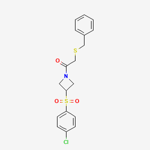 2-(Benzylthio)-1-(3-((4-chlorophenyl)sulfonyl)azetidin-1-yl)ethanone