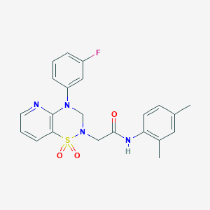 molecular formula C22H21FN4O3S B2811739 N-(2,4-dimethylphenyl)-2-(4-(3-fluorophenyl)-1,1-dioxido-3,4-dihydro-2H-pyrido[2,3-e][1,2,4]thiadiazin-2-yl)acetamide CAS No. 1251679-15-8
