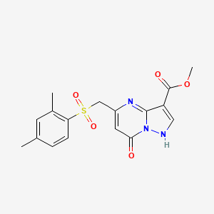 molecular formula C17H17N3O5S B2811747 Methyl 5-{[(2,4-dimethylphenyl)sulfonyl]methyl}-7-oxo-4,7-dihydropyrazolo[1,5-a]pyrimidine-3-carboxylate CAS No. 1029734-86-8