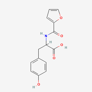 molecular formula C14H13NO5 B2811752 2-[(Furan-2-carbonyl)-amino]-3-(4-hydroxy-phenyl)-propionic acid CAS No. 1396966-28-1