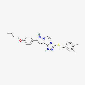 11-(4-Butoxyphenyl)-5-{[(3,4-dimethylphenyl)methyl]sulfanyl}-3,4,6,9,10-pentaazatricyclo[7.3.0.0^{2,6}]dodeca-1(12),2,4,7,10-pentaene