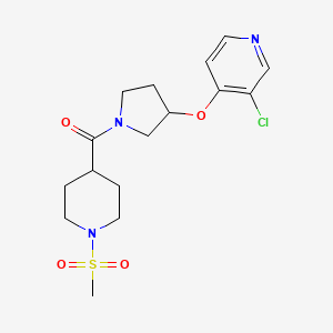 molecular formula C16H22ClN3O4S B2811765 (3-((3-Chloropyridin-4-yl)oxy)pyrrolidin-1-yl)(1-(methylsulfonyl)piperidin-4-yl)methanone CAS No. 2034324-50-8