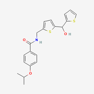 molecular formula C20H21NO3S2 B2811769 N-((5-(hydroxy(thiophen-2-yl)methyl)thiophen-2-yl)methyl)-4-isopropoxybenzamide CAS No. 1421452-15-4