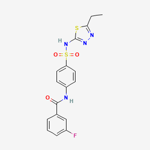 molecular formula C17H15FN4O3S2 B2811771 N-[4-[(5-ethyl-1,3,4-thiadiazol-2-yl)sulfamoyl]phenyl]-3-fluorobenzamide CAS No. 441316-12-7
