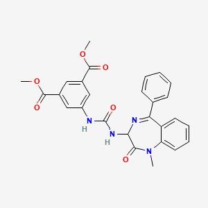 methyl 5-((N-(2,5-diaza-2-methyl-3-oxo-6-phenylbicyclo[5.4.0]undeca-1(7),5,8,10-tetraen-4-yl)carbamoyl)amino)-3-(methoxycarbonyl)benzoate