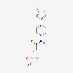 molecular formula C15H16N2O3S2 B2811776 3-Ethenylsulfonyl-N-[4-(2-methyl-1,3-thiazol-4-yl)phenyl]propanamide CAS No. 2224512-76-7